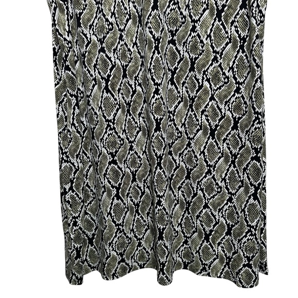 Michael Kors 3X Plus Olive Green Snake Print Midi Stretch Dress Sleeveless Vneck - Picture 7 of 12